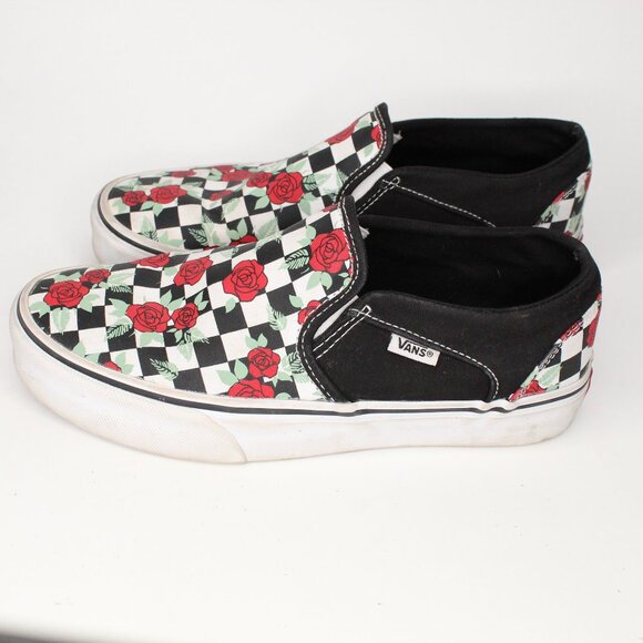 Vans Shoes - Vans Asher Slip On Sneaker Checkers and Roses